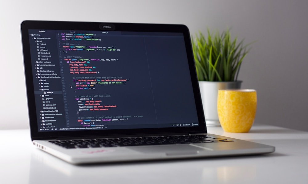 Developer at laptop preparing for coding interview