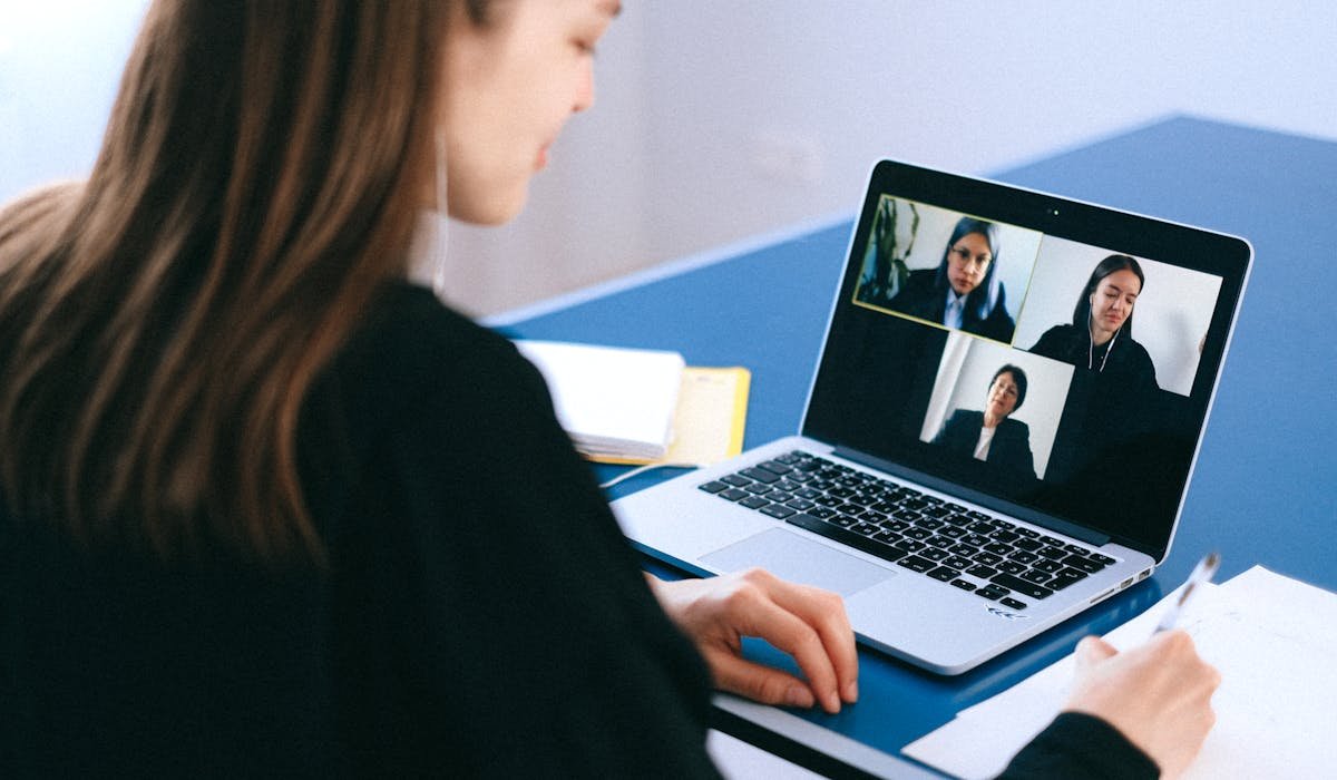 Person doing a mock interview on a video call with a coach