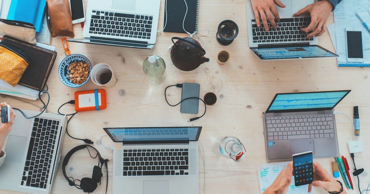 Team working together in a modern office